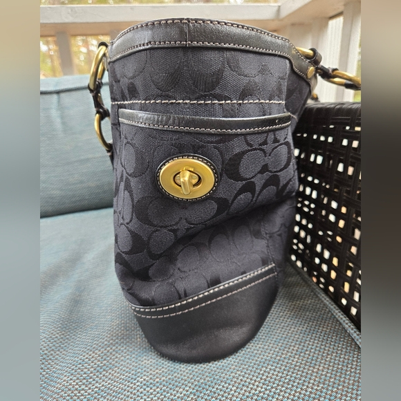 Coach Black Tote with Leather & Gold Accents - Picture 7 of 10